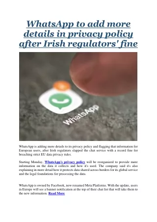 whatsapp to add more details in privacy policy