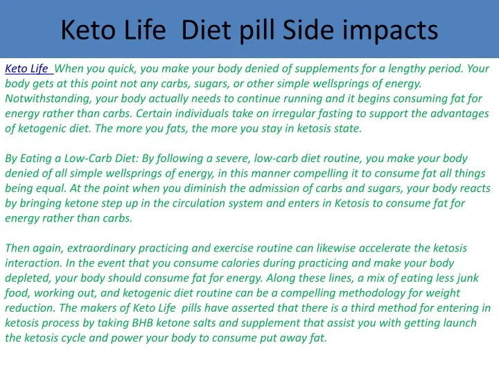 PPT - Keto Life Diet pill Side impacts PowerPoint Presentation, free