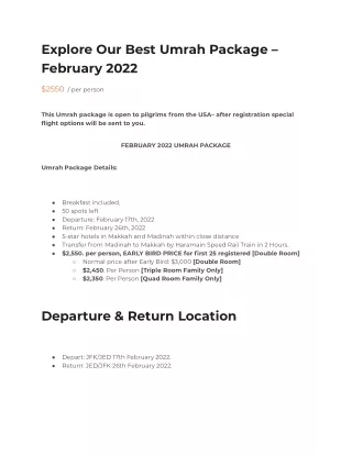 explore our best umrah package february 2022