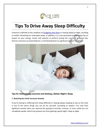 Tips To Drive Away Sleep Difficulty