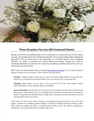 Three Occasions You Can Gift Preserved Flowers