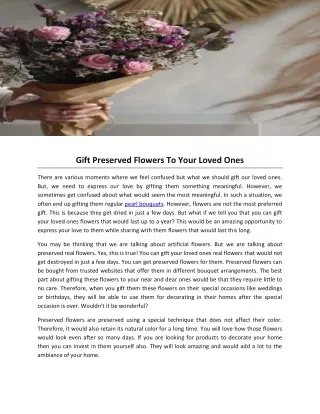 Gift Preserved Flowers To Your Loved Ones