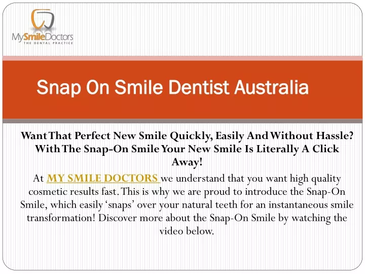 snap on smile dentist australia