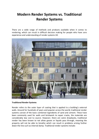 Modern Render Systems vs. Traditional Render Systems
