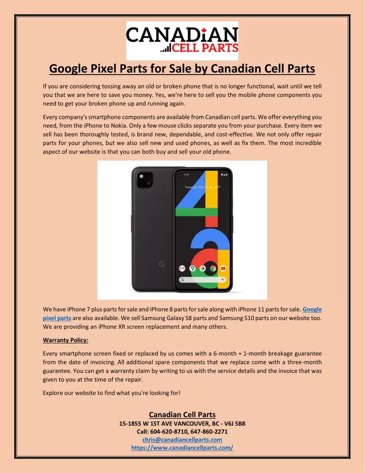 google pixel parts for sale by canadian cell parts