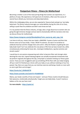 Postpartum Fitness - Fitness for Motherhood.docx