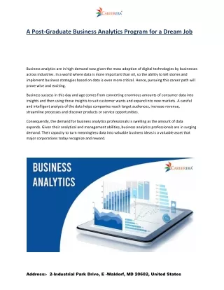 A Post-Graduate Business Analytics Program for a Dream Job