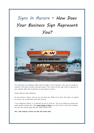 Signs In Aurora – How Does Your Business Sign Represent You