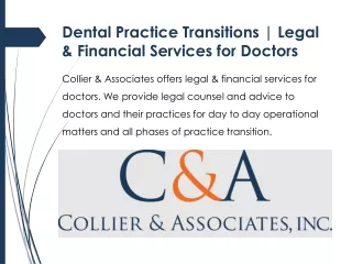 Dental Practice Transitions | Legal & Financial Services for Doctors