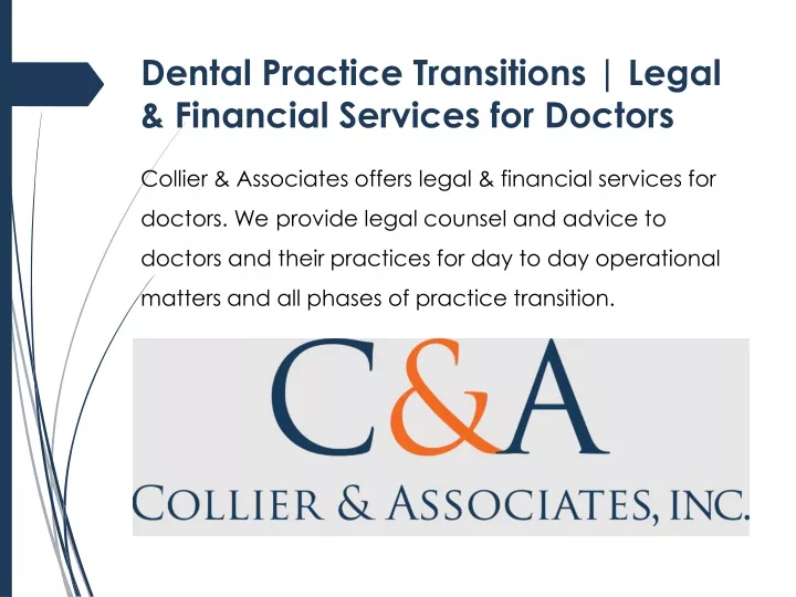 dental practice transitions legal financial services for doctors