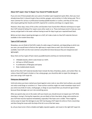 About SUP repair How To Repair Your Stand UP Paddle Board