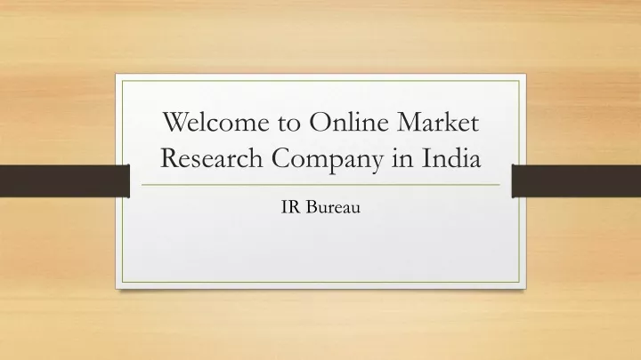 welcome to online market research company in india