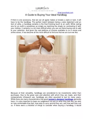 A Guide to Buying Your Ideal Handbag