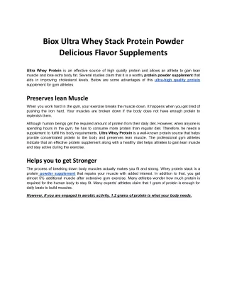 Biox Ultra Whey Stack Protein Powder Delicious Flavor Supplements