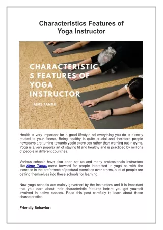 Characteristics Features of Yoga Instructor