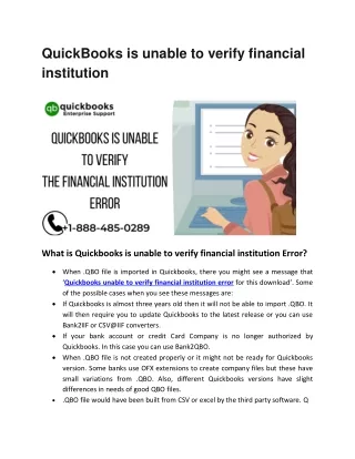 quickbooks is unable to verify financial