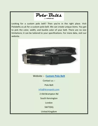 Custom Polo Belt | Polobelts.co.uk