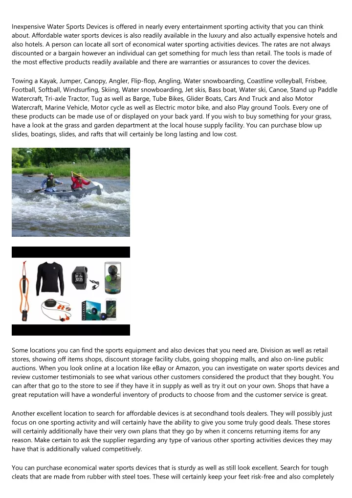 inexpensive water sports devices is offered