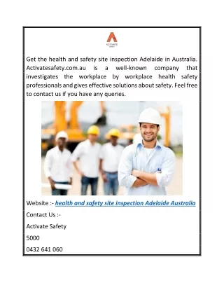 Health And Safety Site Inspection Adelaide Australia  Activatesafety.com.au