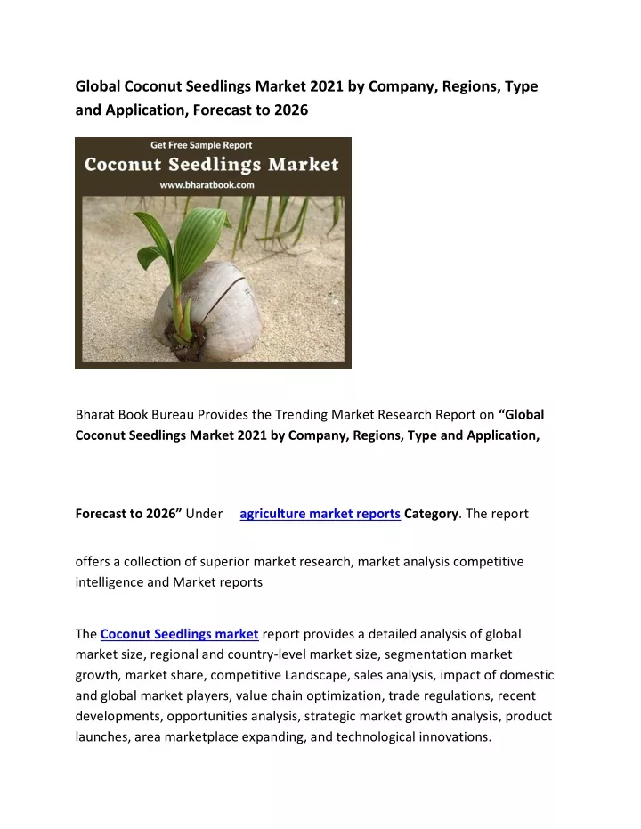 global coconut seedlings market 2021 by company