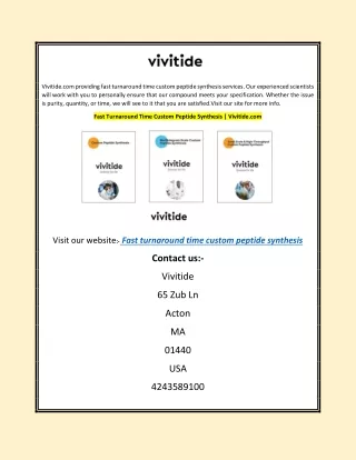 Fast Turnaround Time Custom Peptide Synthesis | Vivitide.com