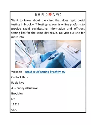 Rapid Covid Testing Brooklyn Ny  Testingnyc.com