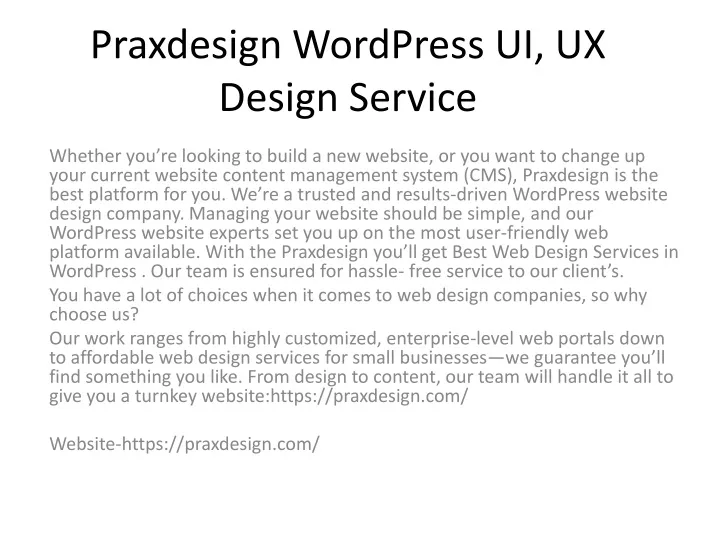 praxdesign wordpress ui ux design service