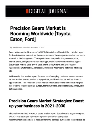 Precision Gears Market