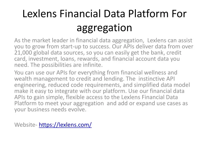 lexlens financial data platform for aggregation