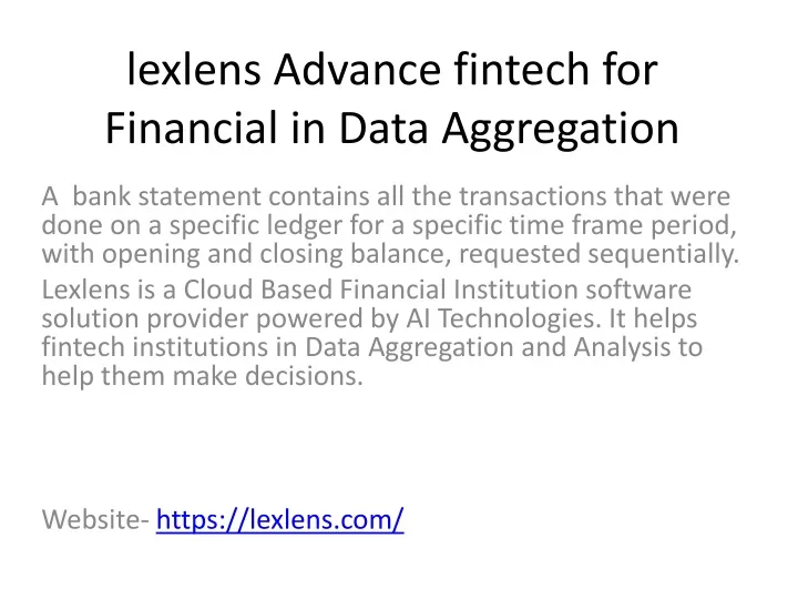 lexlens advance fintech for financial in data aggregation