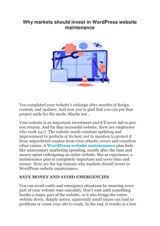 Why markets should invest in WordPress website maintenance