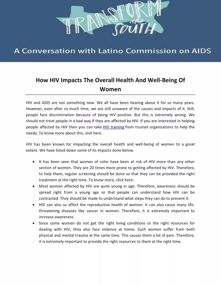 how hiv impacts the overall health and well being