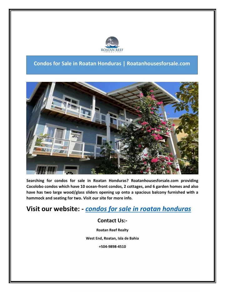 condos for sale in roatan honduras