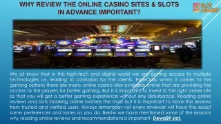 Why review the online casino Sites & slots in advance important?