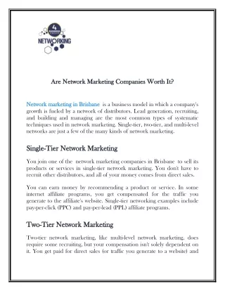 Network Marketing in Brisbane