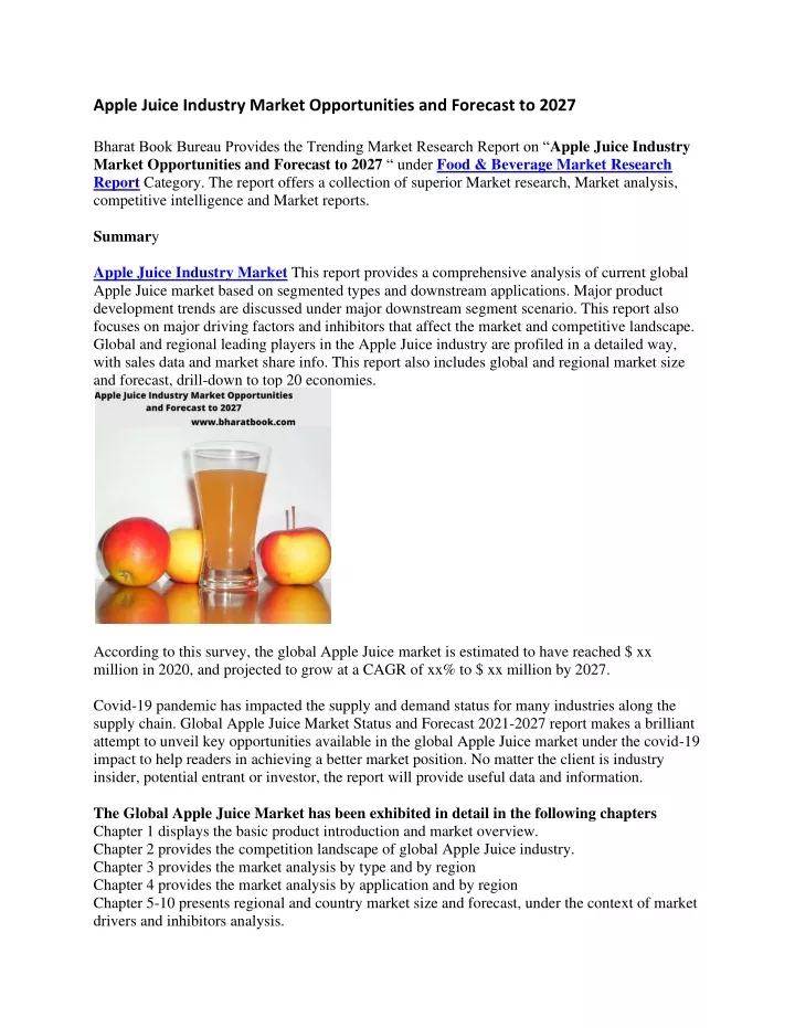 apple juice industry market opportunities