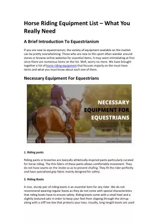 Horse Riding Equipment List – What You Really Need