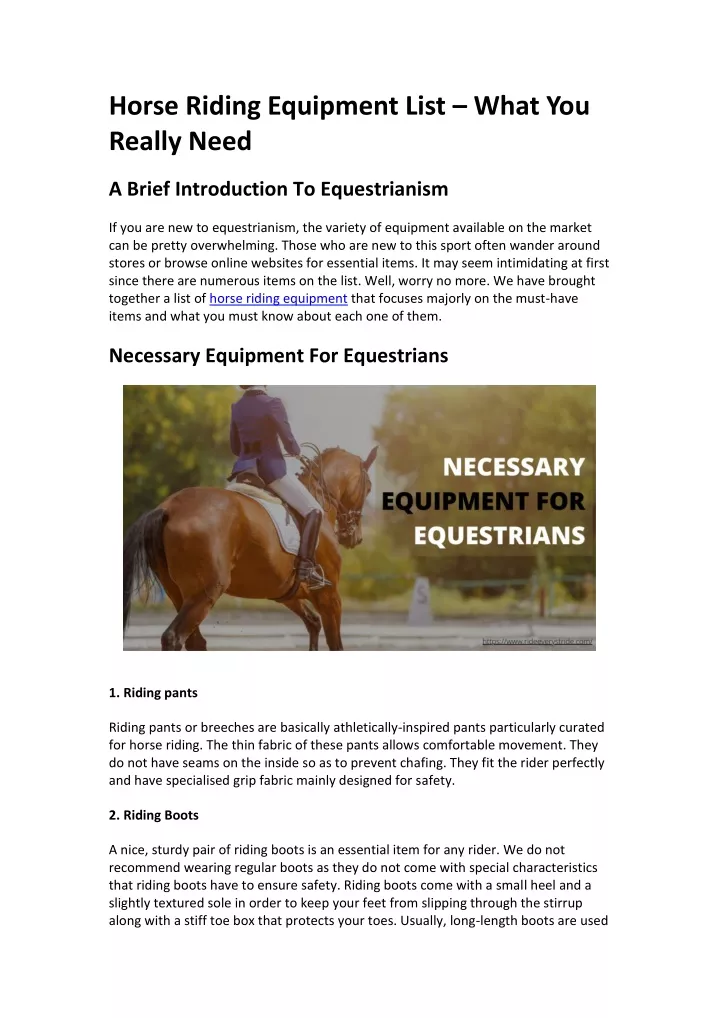 horse riding equipment list what you really need