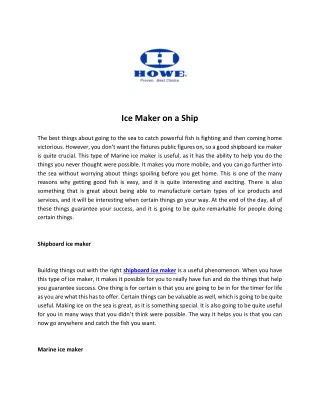 ice maker on a ship