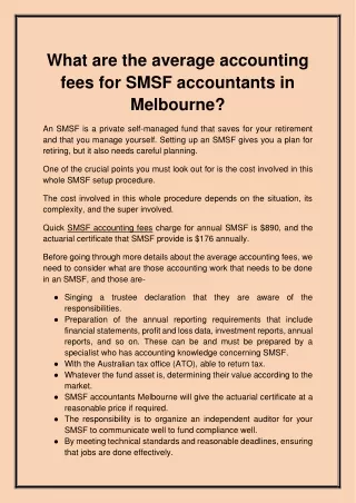 What are the normal accounting fees for SMSF accounts in Melbourne?