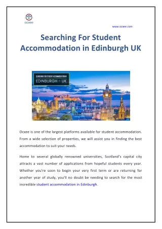 Searching For Student Accommodation in Edinburgh UK