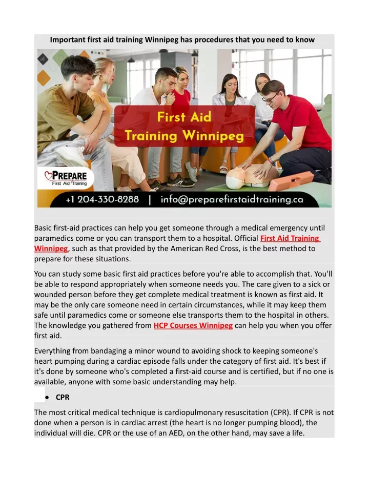 important first aid training winnipeg