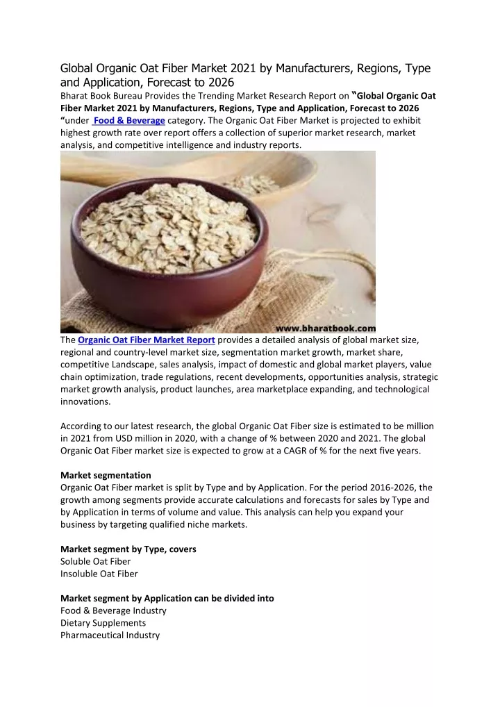 global organic oat fiber market 2021