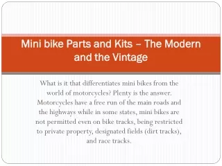 Mini bike Parts and Kits – The Modern and the Vintage