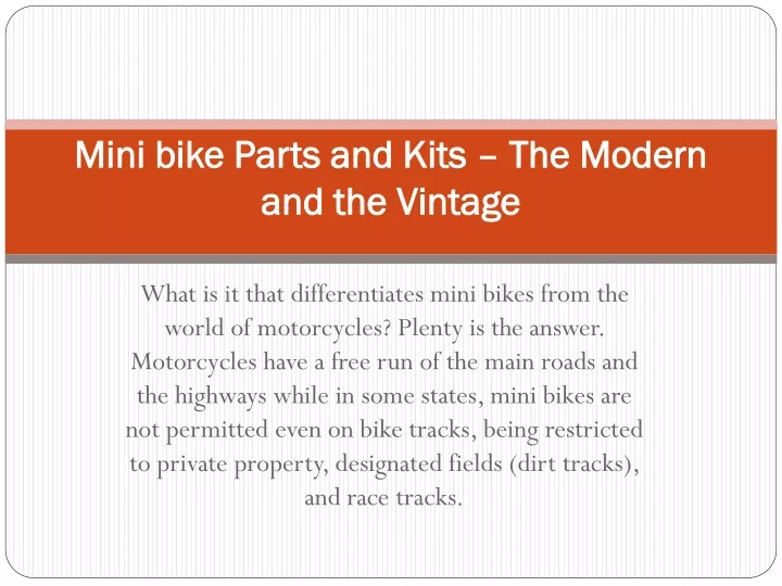 mini bike parts and kits the modern and the vintage