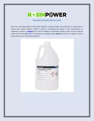 benefits of using ethanol fuel