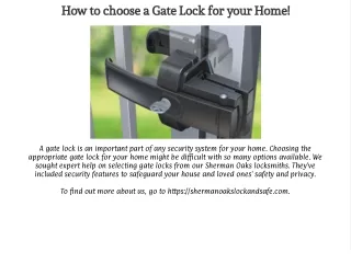 How to choose a Gate Lock for your Home!