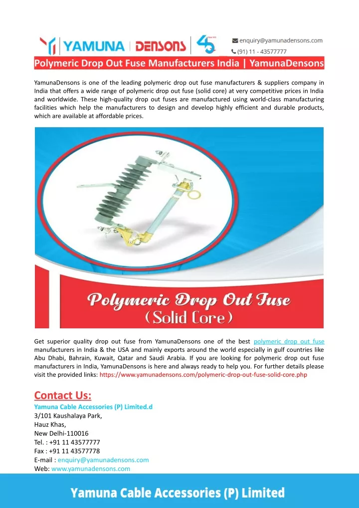 polymeric drop out fuse manufacturers india