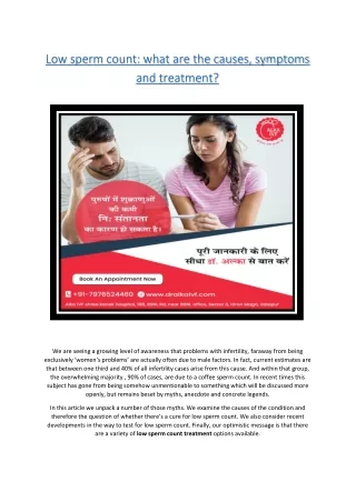 low sperm count what are the causes symptoms