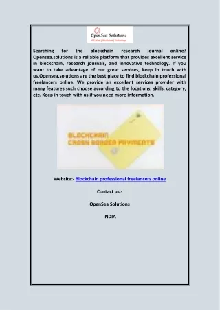 Blockchain Professional Freelancers Online  Opensea.solutions